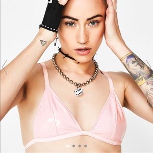 DollsKill CurrentMood Sweet Fire Signalz Vinyl bra